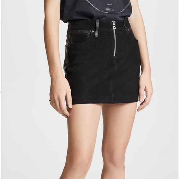 Hudson Suede and leather black mini skirt - Picture 6 of 6